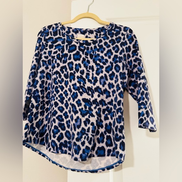 Chico's Black and Blue Animal Print Blouse - Picture 5 of 7